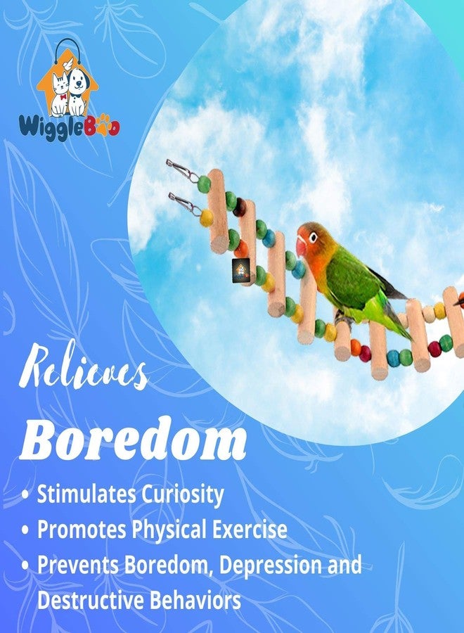 WiggleBoo لعبة سلم الطيور WiggleBoo | لعبة قفص معلقة مرنة | مناسبة للطيور الصغيرة والمتوسطة | للتأرجح والاهتزاز والمضغ والقفز | 48 سم - Image 4